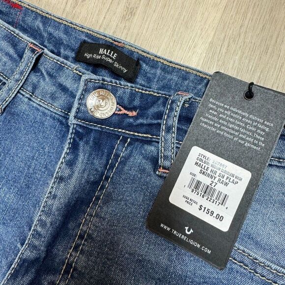 True Religion Halle High Rise Super Skinny Jeans Size 27 Snap Pocket Medium Wash - Picture 4 of 4